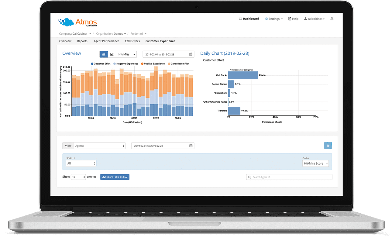 Atmos call center software screenshot