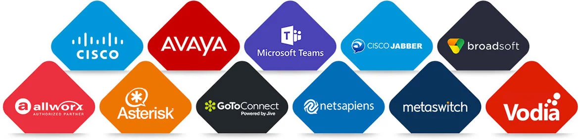 Image of Atmos by CallCabinet integrations with Cisco, Microsoft Teams, BroadSoft, Netsapiens,  and many more.