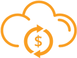 Recurring monthly consumption pricing icon.
